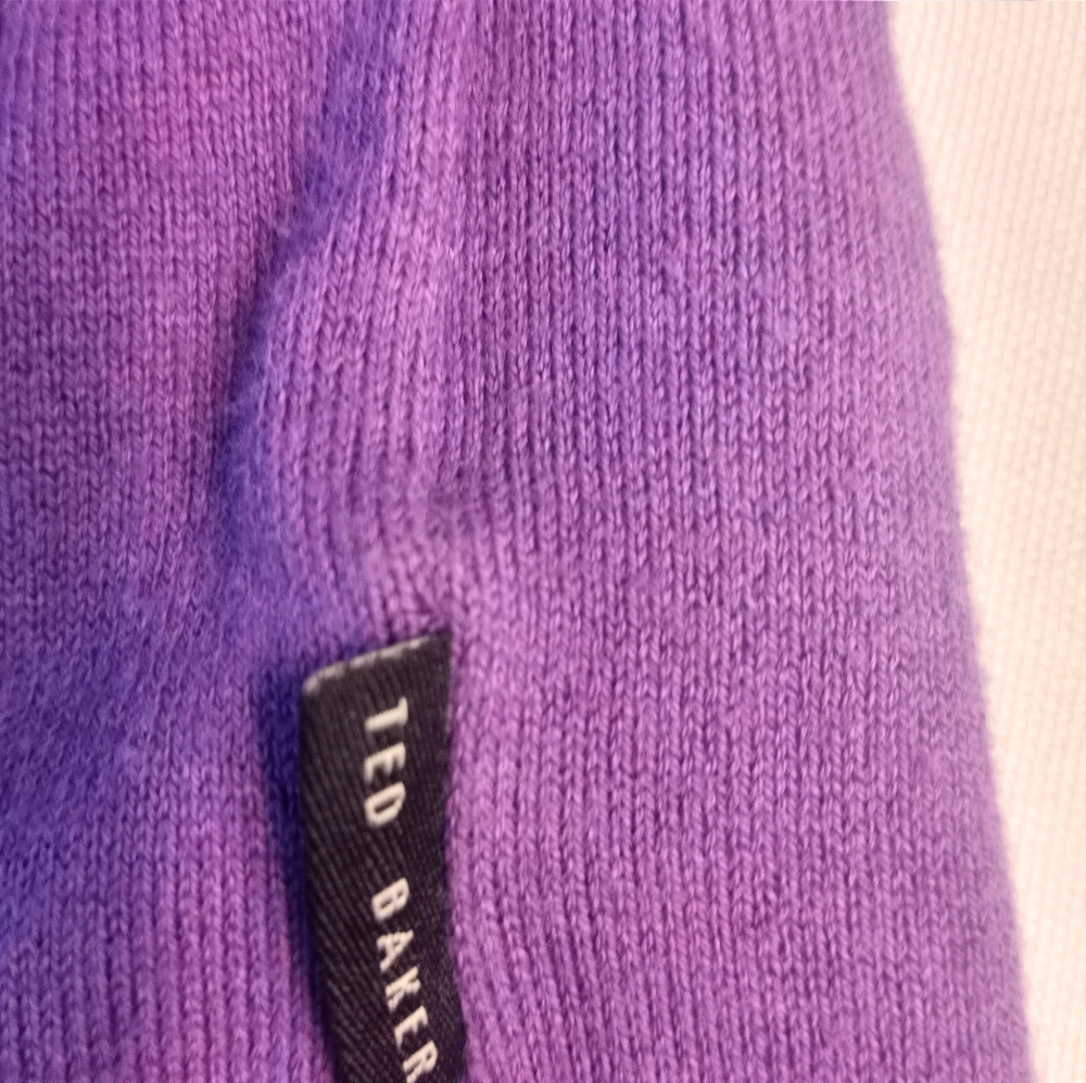 Ted Baker Purple Grey V Neck Cotton Blend Classic New Preppy Academia Sweater 5 - Picture 5 of 11
